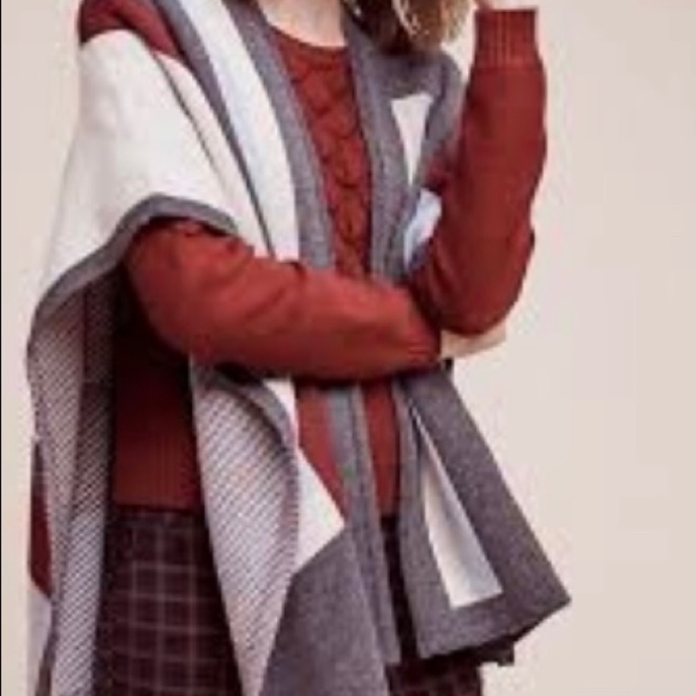 Anthropologie Sweater Wrap OS Cotton bishop + young Blanket Warm Cozy So…